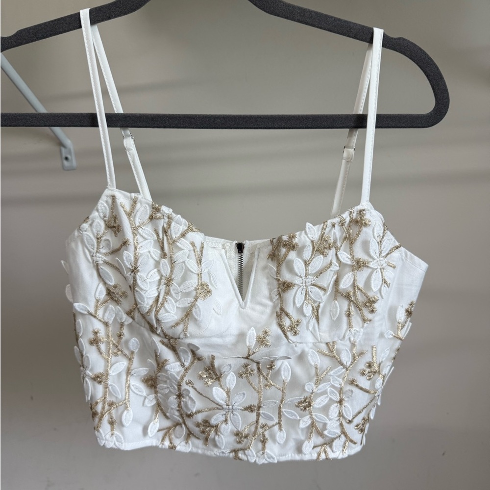 Elegant White Floral Embroidered Top